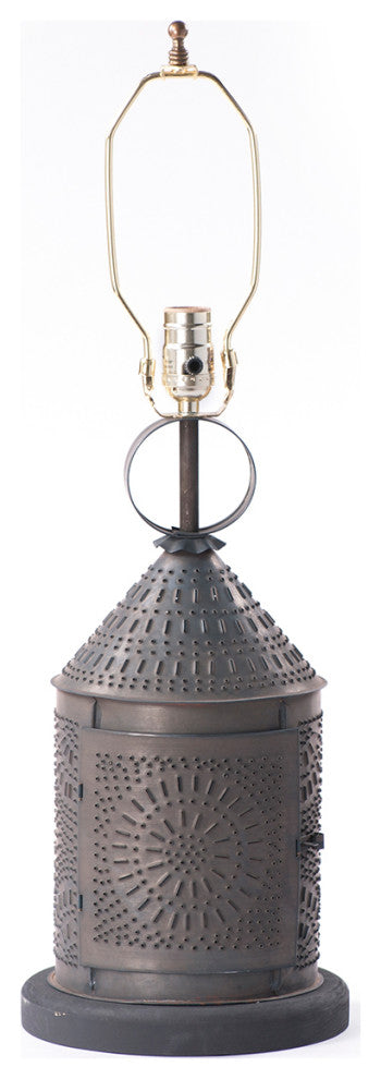 Fireside Lamp Base with Chisel in Blackened Tin