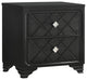 Benzara BM280366 Modern Glam Nightstand, 2 Drawers Diamond Shape Handles, Black