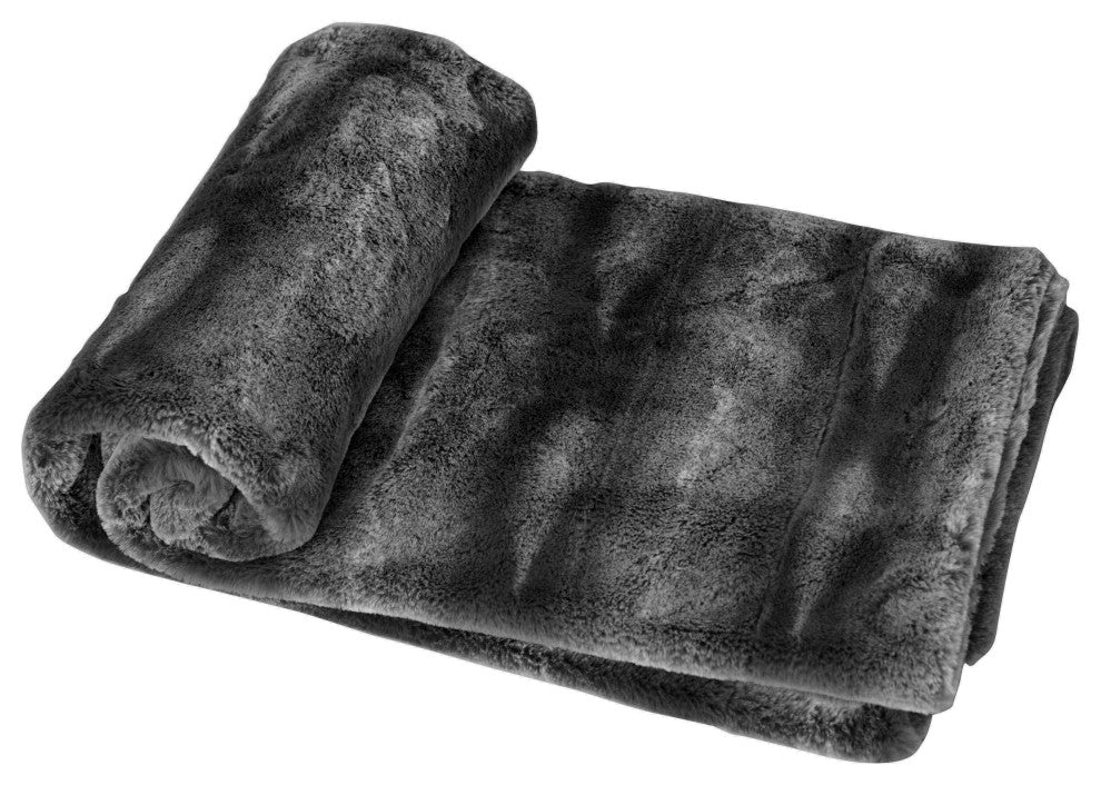 Printing Faux Fur Throw Blanket, Arusha Grey, 50" x 60"