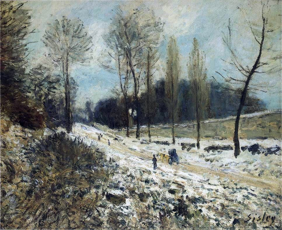 Alfred Sisley Route to Marly Le Roi in Snow, 20"x25" Wall Decal