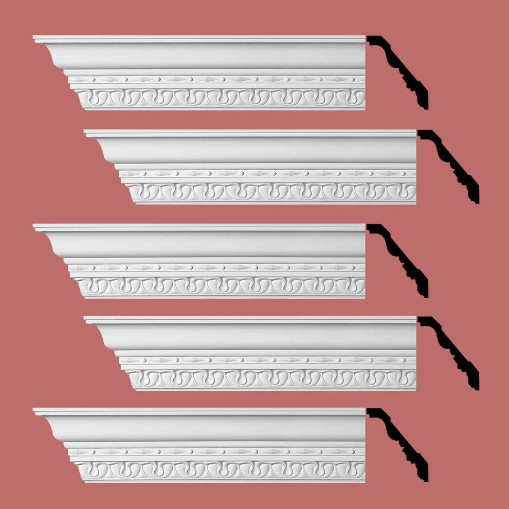 Cornice White Urethane Kingsbridge Ornate Design 5 Pieces Totaling 480" Length