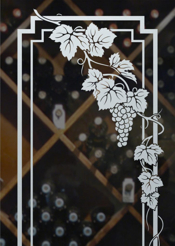 Wine Door - Vineyard Grapes Cascade - Primed - 32" x 80" - Knob on Right -...