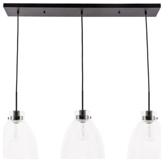 Living District Frey 3-Light Mid-Century Metal Pendant in Black and Clear