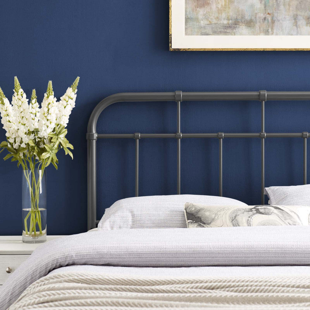Alessia Twin Metal Headboard Gray