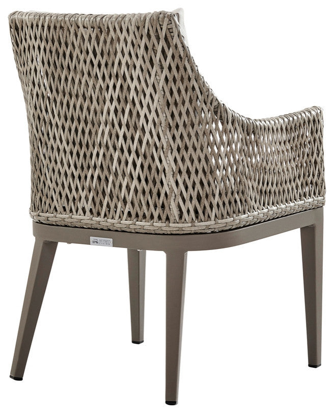 Grenada Outdoor Wicker and Aluminum Gray and Beige Dining Chair Set of 2