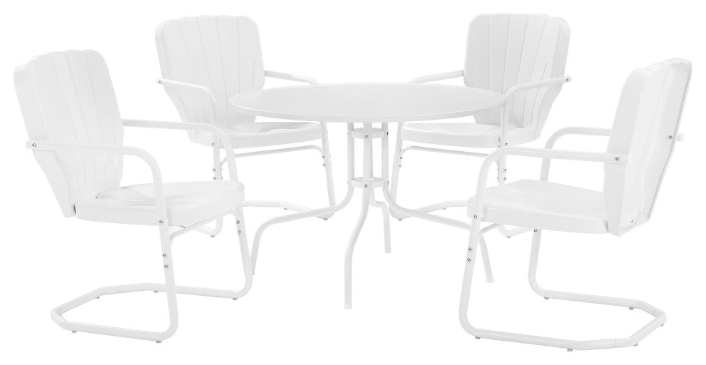 Ridgeland 5-Piece Outdoor Dining Set, White Gloss