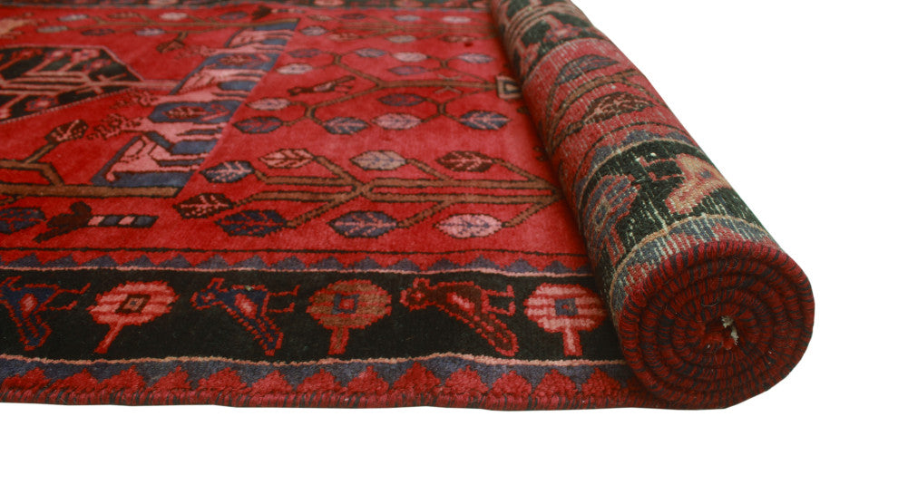 Fine Vintage Distressed Oluwa Red Rug