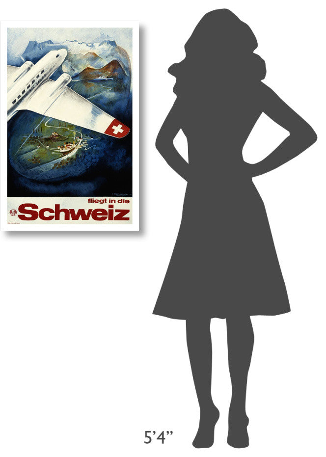 "Fliegt in die Schweiz" Digital Paper Print by Eugen HÃŒ_felfinger, 21"x32"