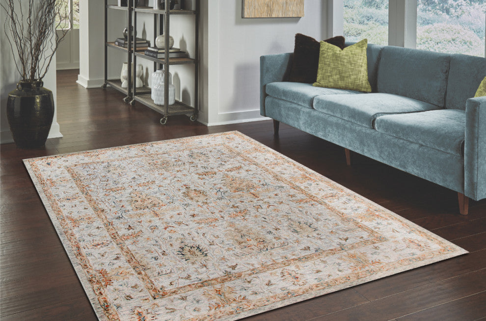 Ox Bay Vin Mel Abstract Hand-Tufted Area Rug, Silver/Tan, 5' x 7'9"