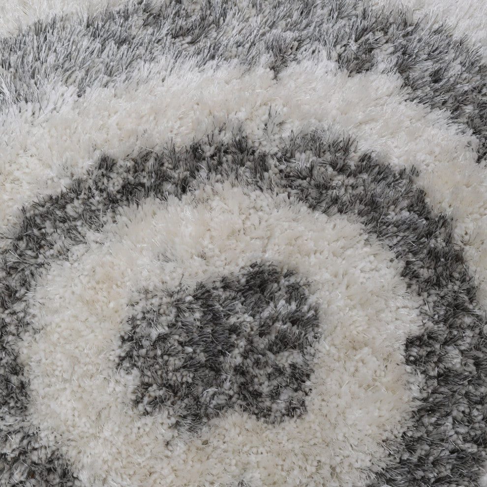 HAND TUFTED SHAG POLYESTER ECO-FRIENDLY AREA RUGS -  Gray White Color, Geometric