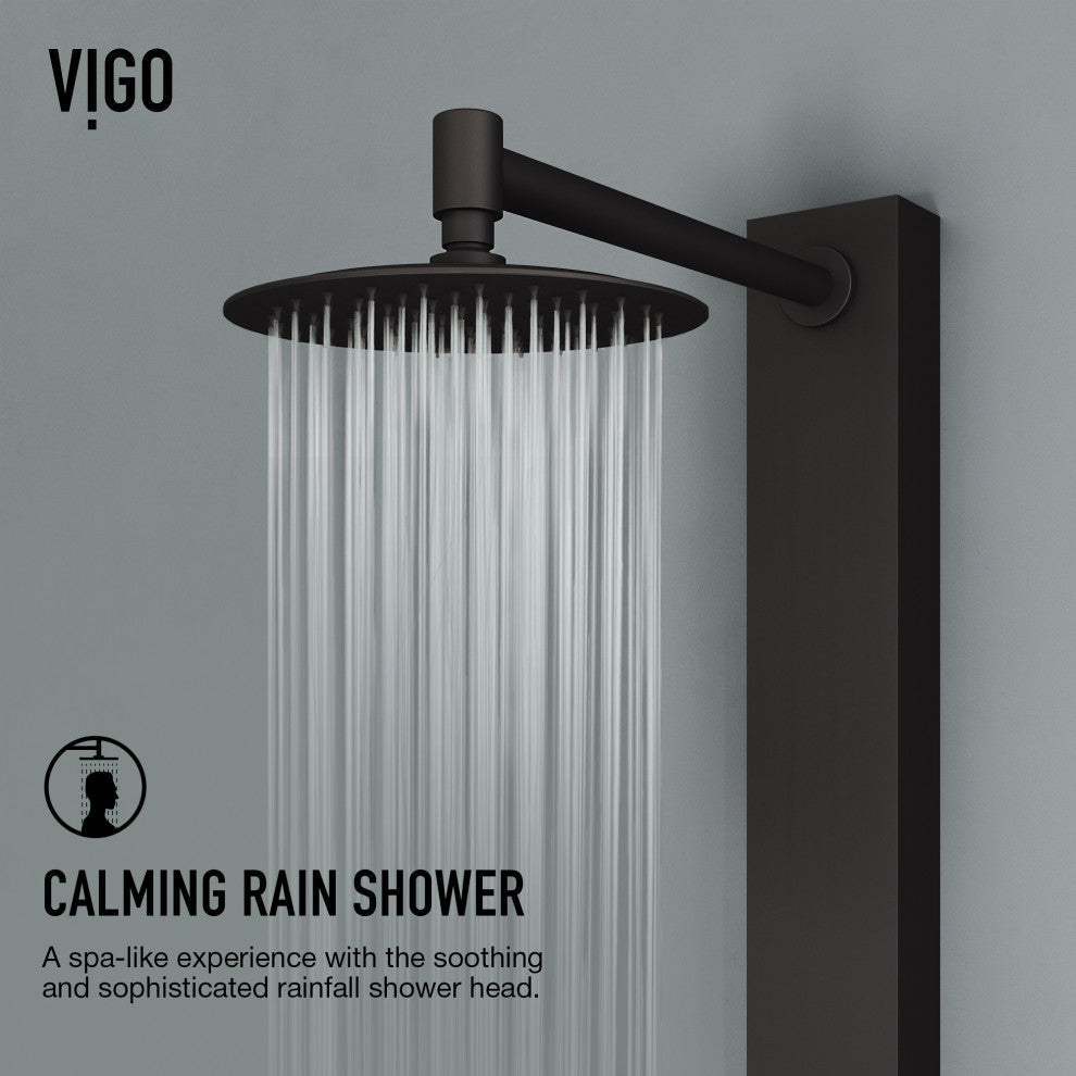Bowery 58" H x 4" W 4-Jet Shower Panel with Round Shower Head and Tub Filler, Matte Black