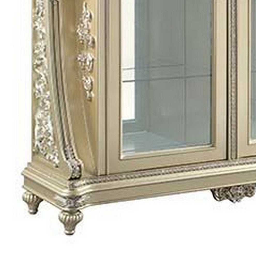 Benzara BM266448 Curio With Sculpture Like Design, Champagne Gold and Silver