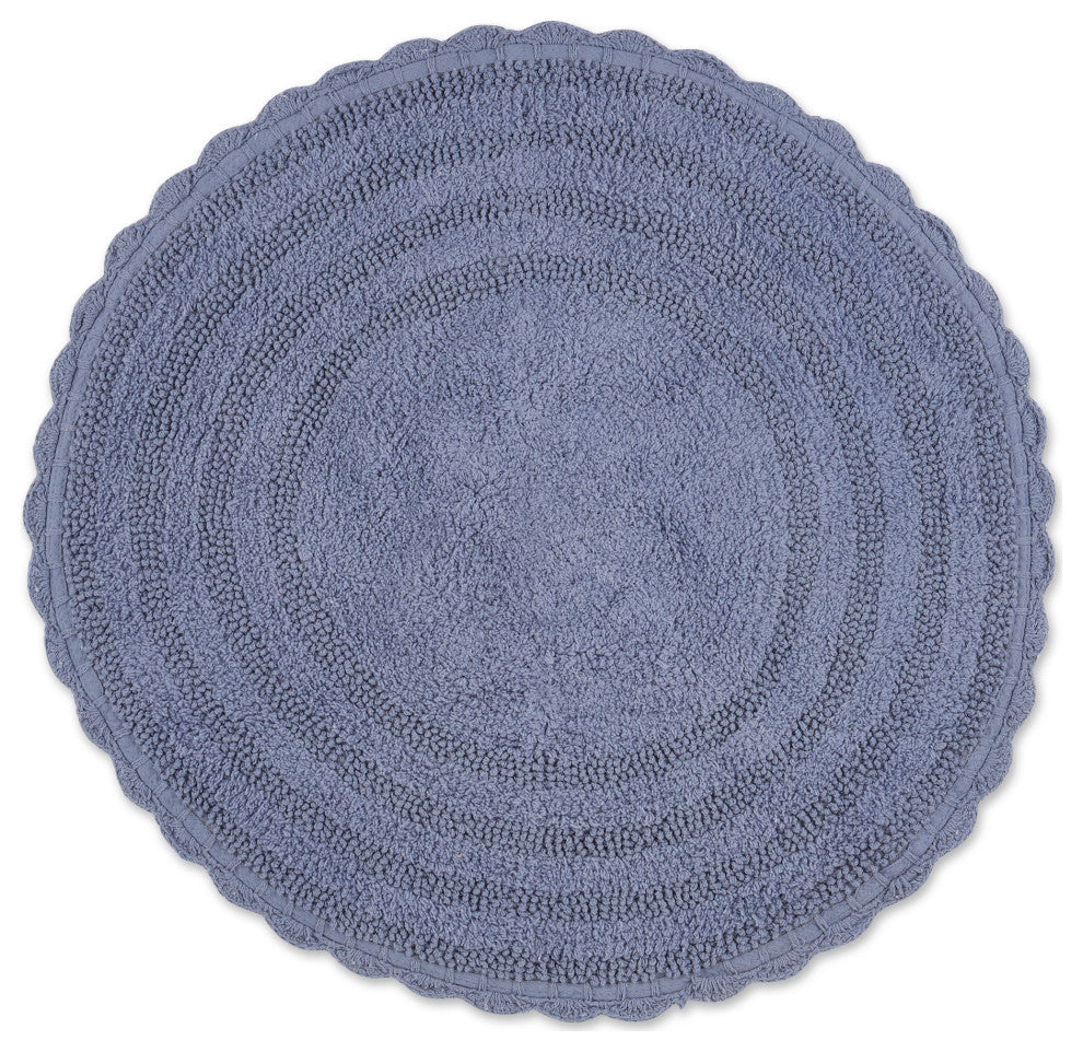 Stonewash Blue  Round Crochet Bath Mat