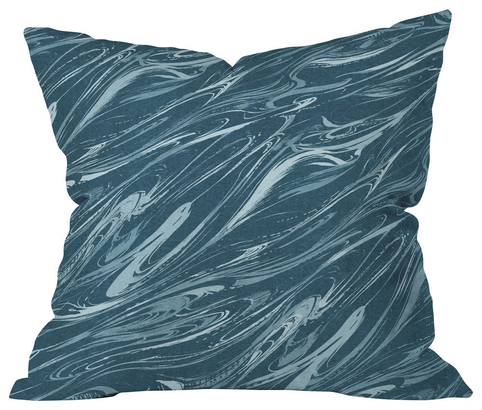 Pattern State Marble Indigo Linen Throw Pillow