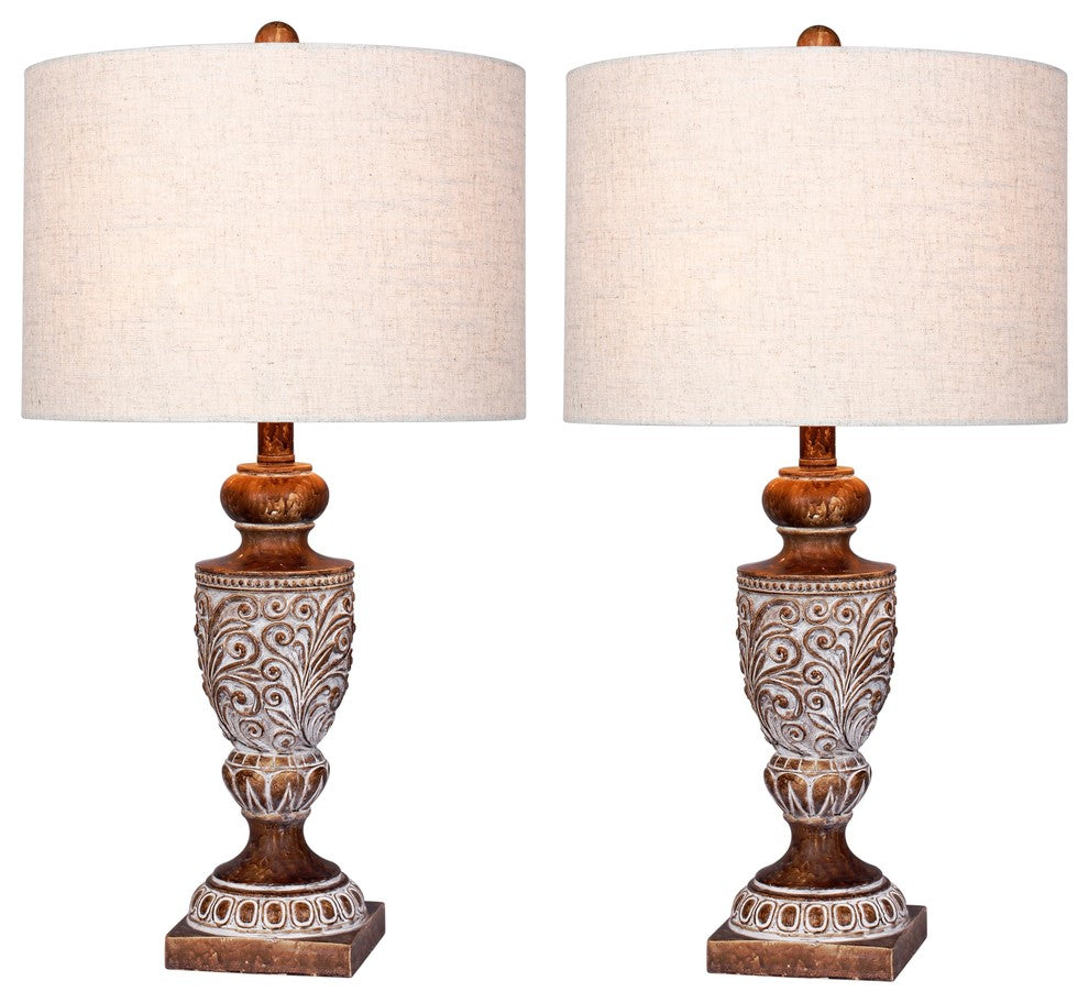 Urn Resin Table Lamps, In Antique Brown, 26.5"
