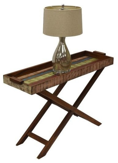 Reclaimed Peroba Wood Handmade Console Tray Table Eco-Friendly