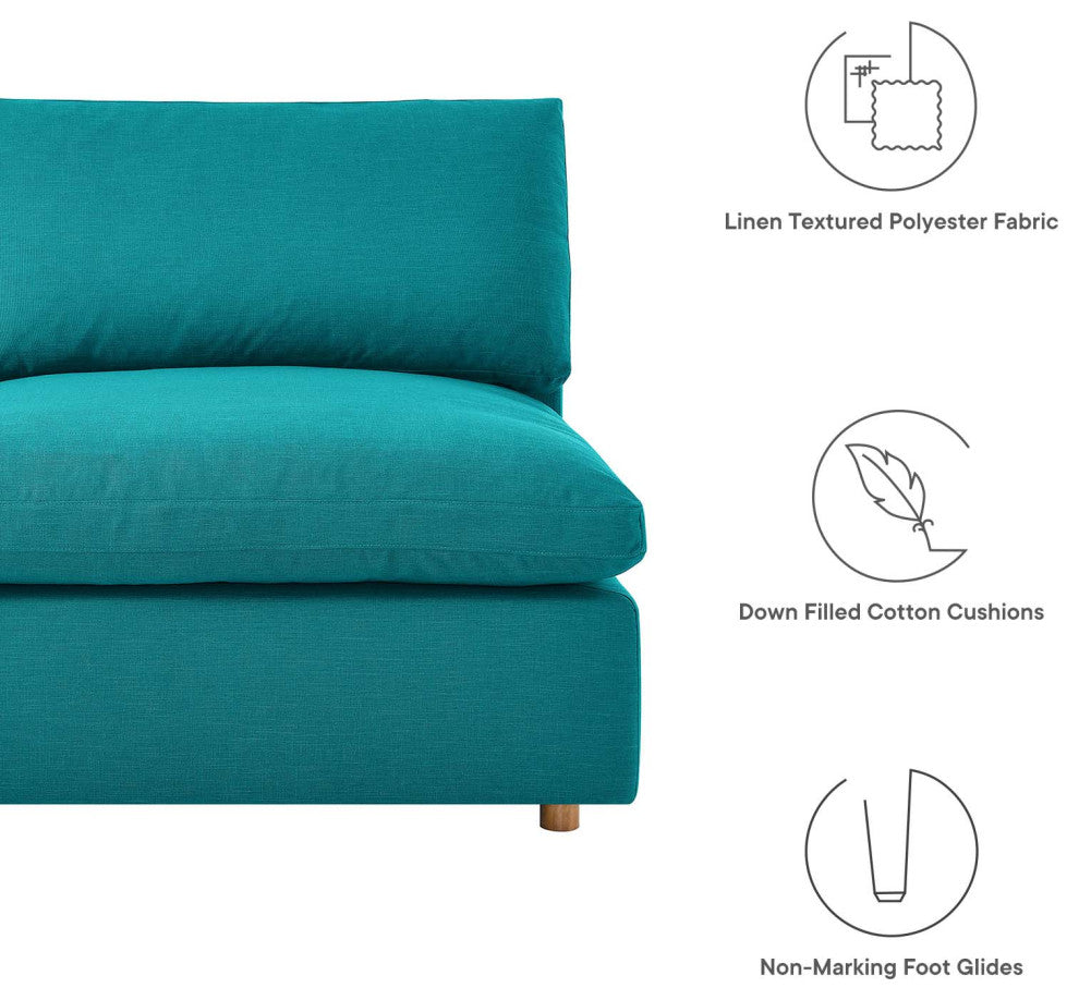 Modular Sectional Deep Sofa Set, Teal Blue, Fabric, Modern, Lounge Hospitality