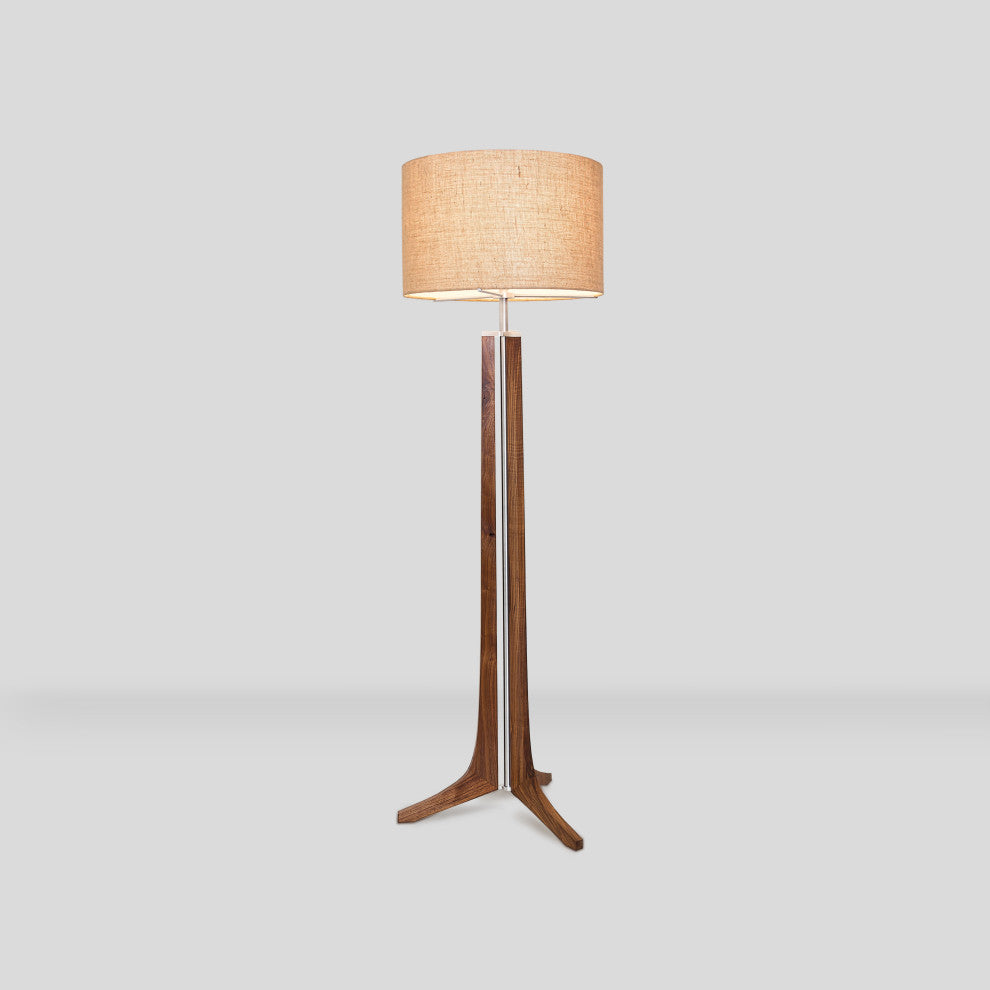 Forma - LED Floor Lamp - Burlap Shade, Oiled Walnut, Black Anodized Aluminum