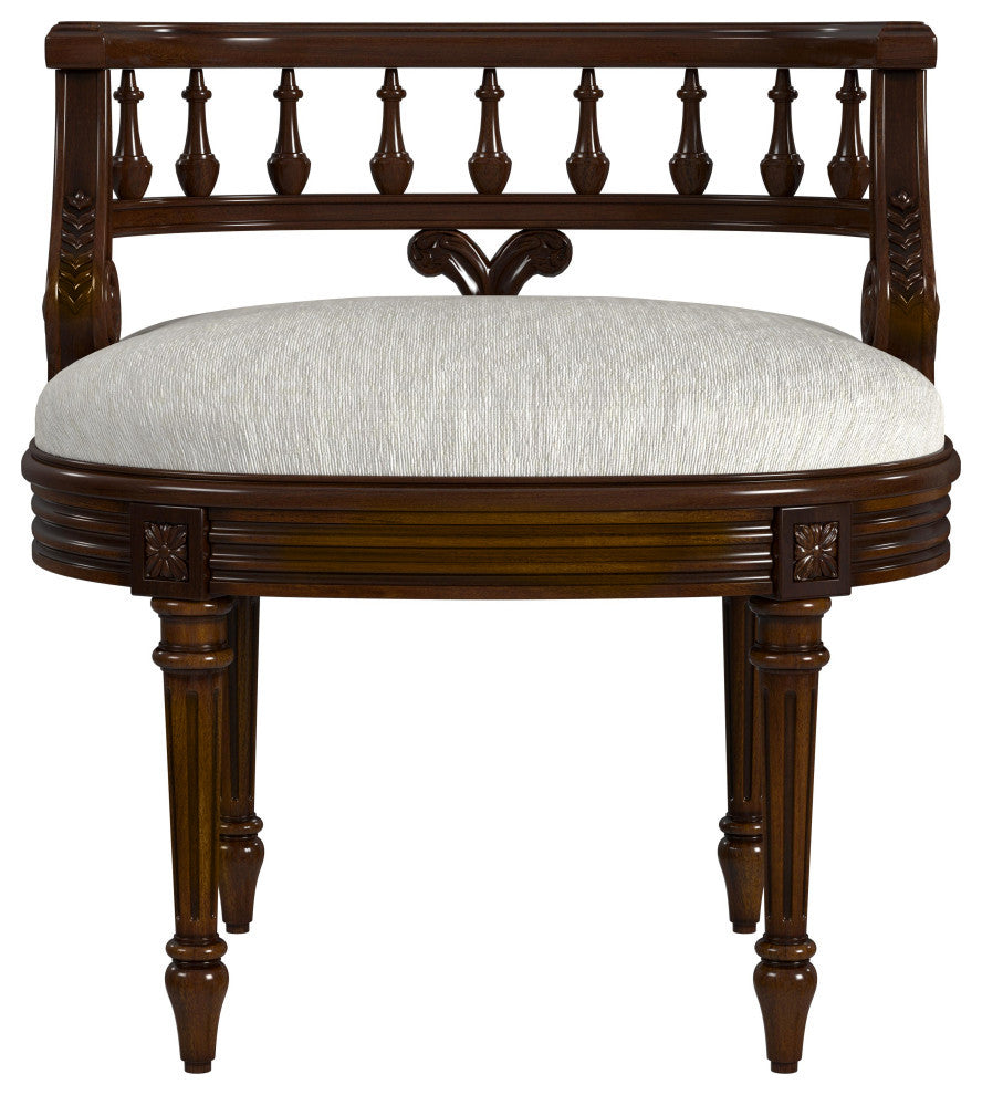 Full front-facing view of the vanity seat on a uniform white background.
