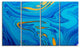 "Light Blue Abstract Acrylic Paint Mix" Canvas Print, 4 Panel