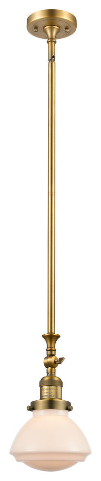 Olean 1-Light Mini Pendant, Brushed Brass, Matte White