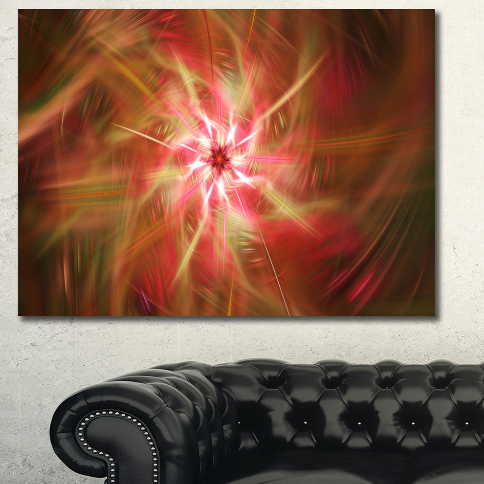 Rotating Brown Bright Fireworks, Floral Canvas Art Print, 40"x30"