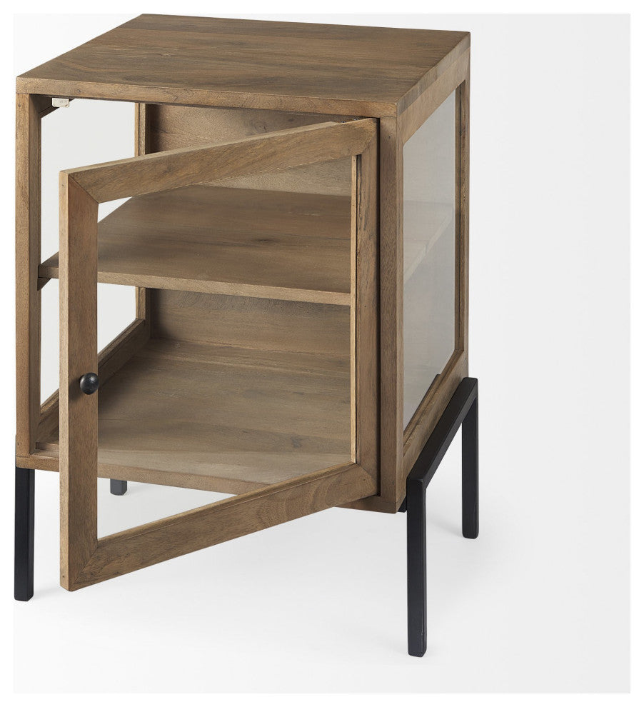 Rustic Honey Brown and Black Shadowbox Cabinet