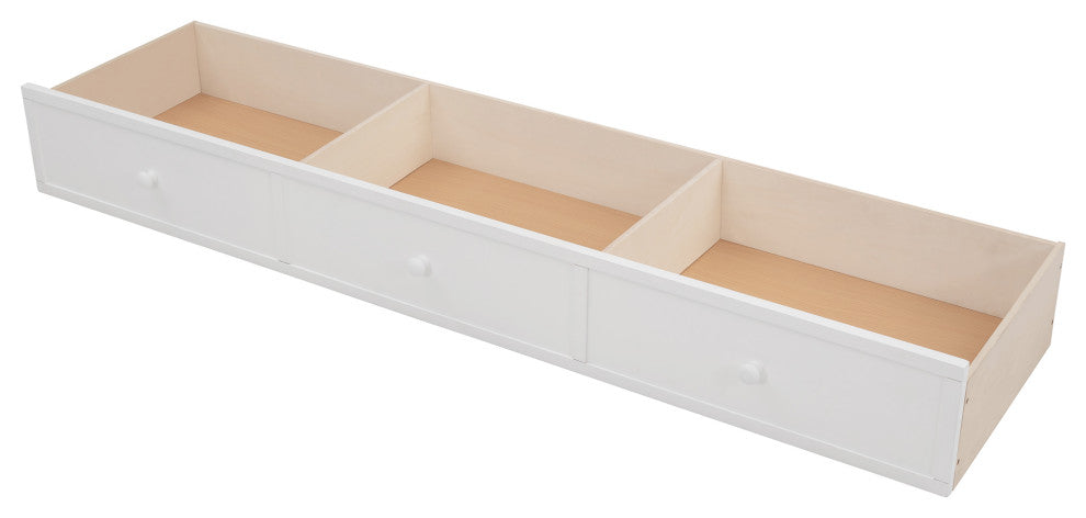 Gewnee Stairway Full-Over-Full Bunk Bed with Drawer,  Rail for Bedroom in White
