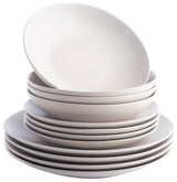 Porto by Stone Lain Semplice Stoneware Dinnerware Set, White Matte, 12-Piece