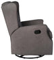 Omma Swivel Wingback Recliner Glider Rocker Recliner, Dark Gray