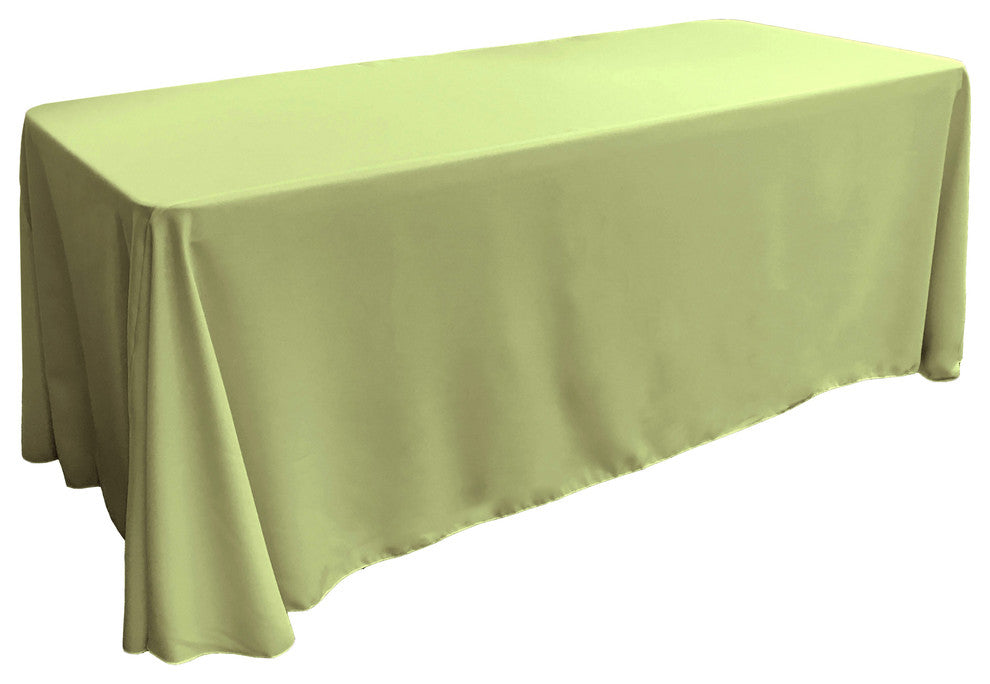 LA Linen Rectangular  Polyester Poplin Tablecloth, Sage, 90"x132"