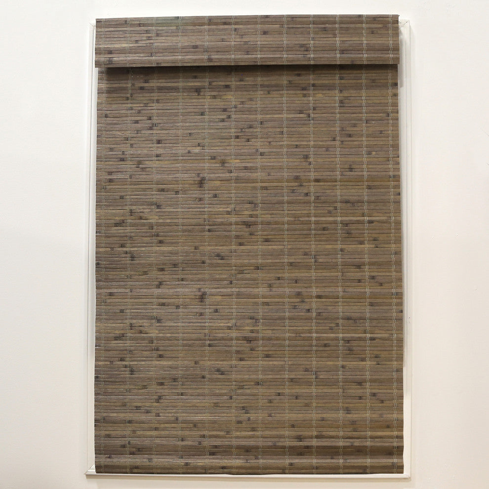 Cordless Driftwood Dockside Flatstick Bamboo Roman Shade, 29"x64"