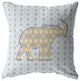 16" Blue Yellow Elephant Decorative Suede Throw Pillow