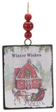 Glass Winter Wishes Barn Ornament, Set of 12