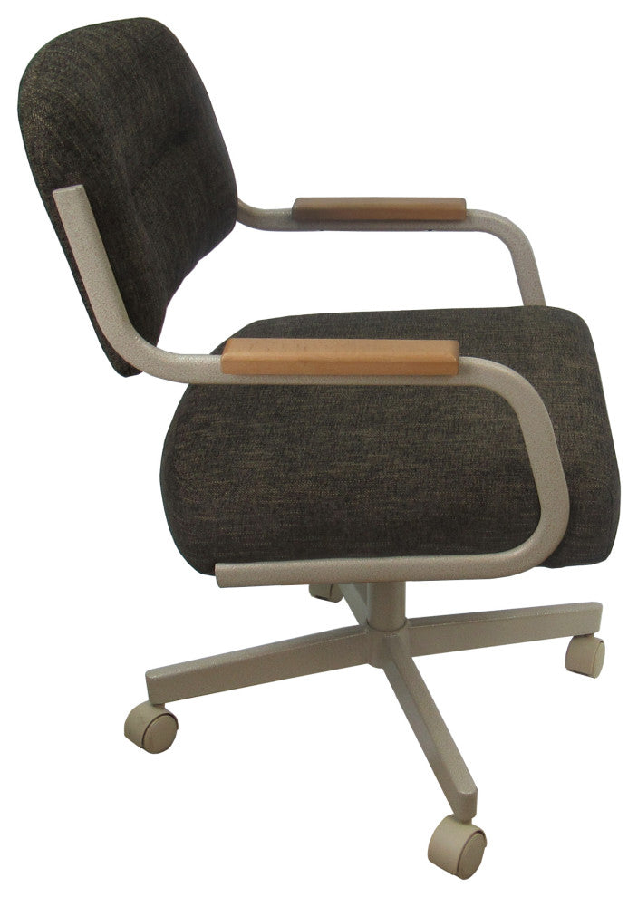 Swivel Tilt Kitchen Caster Chair with Wheels - M-114, Sanora Brown - Beige Natur