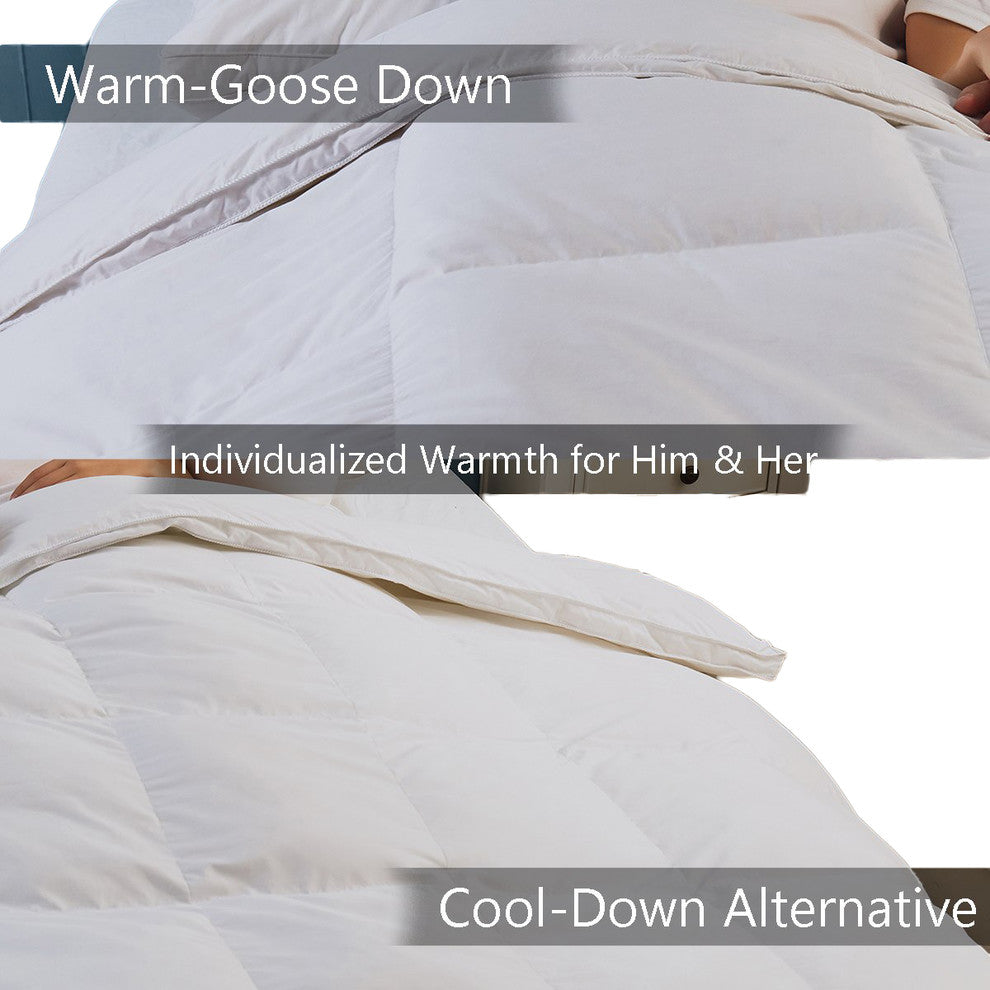 Individualized Warmth Duet Goose Comforter, White, Full/Queen