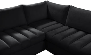 Jacob Velvet Upholstered 8-Piece U-Shaped Modular Sectional, Black