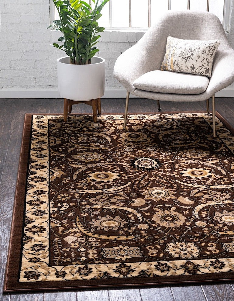 Country and Floral Kashan 9'x12' Rectangle Chestnut Area Rug