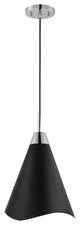 Tango 1-Light Medium Pendant, Matte Black With Polished Nickel