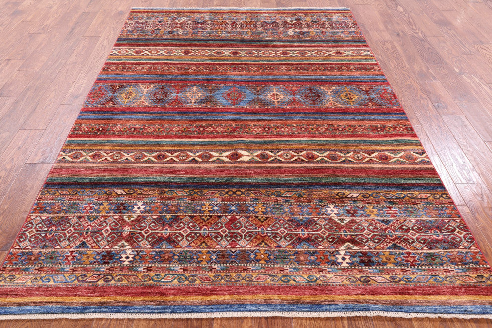 Khorjin Super Kazak Hand Knotted Wool Rug 5' 8" X 8' 1" Q5669