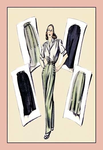 Slacks and Skirt for Summer Wear - Fine Art Giclee Print 24" x 36"