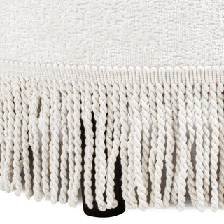 Yolanda 24" Upholstered Round Accent Ottoman, Almond White Chenille