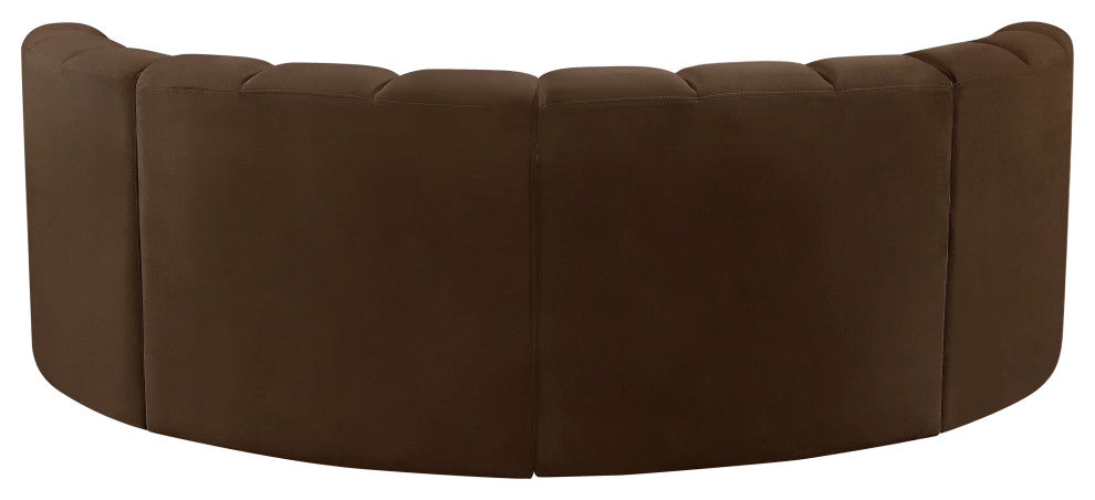 Arc Velvet Upholstered 4-Pc. Inward Curved Modular Sectional, Brown