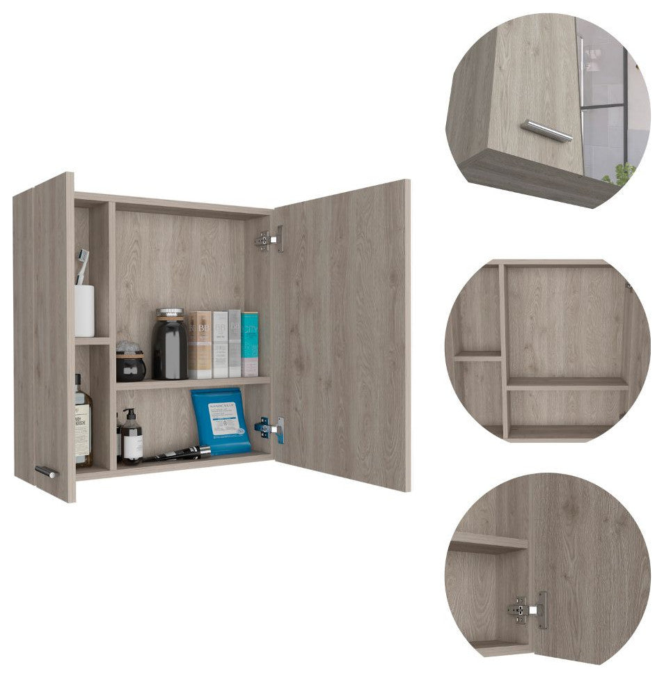 DEPOT E-SHOP Harbor Medicine Cabinet, Light Gray