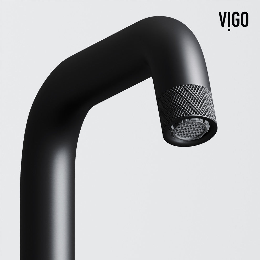 VIGO Cass 9" H Single Handle Single Hole Bathroom Faucet, Matte Black, Without Extras