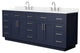 Beckett TK 84" Dark Blue Double Vanity, White Quartz Top, 3-Hole, Nickel Trim