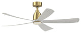 Fanimation Kute5 52" Ceiling fan With LED Light, Brushed Satin Brass/White