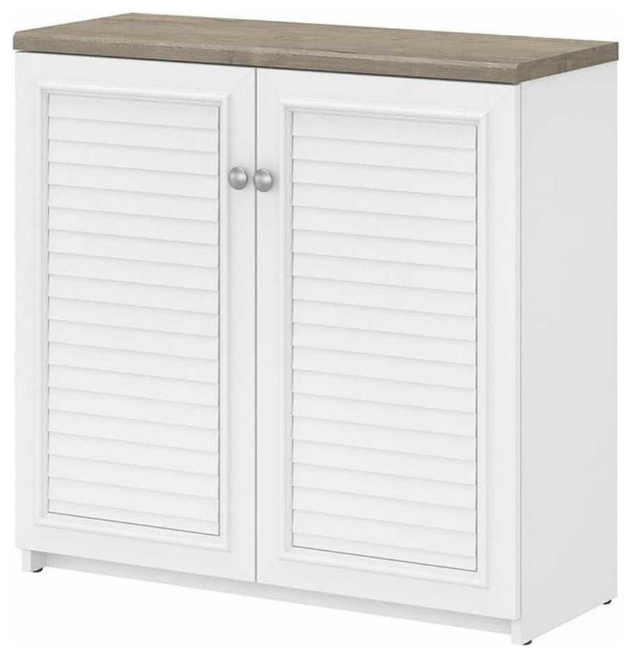 Bush Furniture Fairview Small Storage Cabinet with Doors in White & Gray