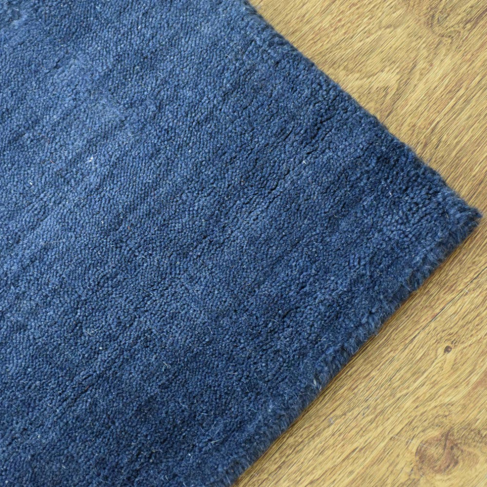 HAND KNOTTED LOOM WOOL ECO-FRIENDLY AREA RUGS-Rectangle,Blue,Contemporary, [Square] 8'x8'