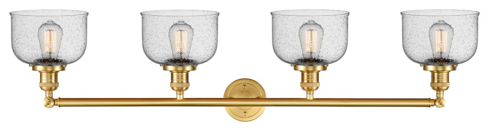 Large Bell 4 Light Bath Vanity Light, Satin Gold, Seedy, Seedy